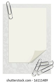 Sheet of a paper and writing paper clips