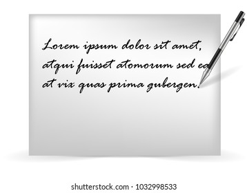 sheet of paper with your text on a white background