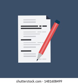 Sheet and pencil line icon for web, mobile and infographics