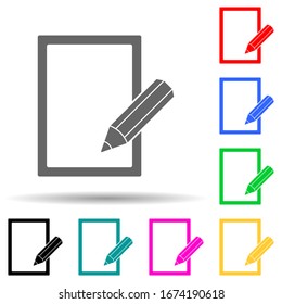 icono de hoja y lápiz de varios colores. Línea delgada simple, contorno vectorial de iconos web para ui y ux, sitio web o aplicación móvil