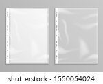 Sheet plastic protector, clear folder file. Punched pocket sheet mockup empty a4.
