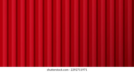 A sheet of red corrugated board. Galvanized iron for fences, walls, roofs. Realistic isolated vector illustration.