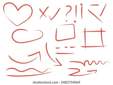 Sheet of red tracing icons for corrections