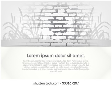 Sheet with reeds on brick wall