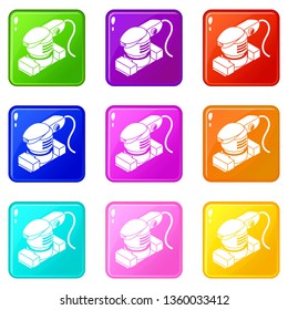 Sheet sander icons set 9 color collection isolated on white for any design