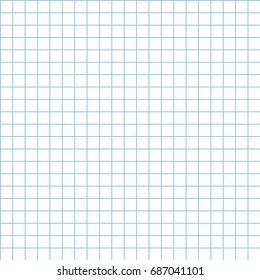 Sheet of school notebook for exercises. Blue square, seamless background, simple blank. Vector illustration