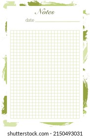 A sheet from a set of four minimalistic planners. A template for writing notes. A cute and simple sheet for a daily planner to print. Vector illustration.