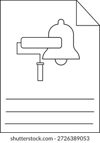 Sheet shows bell bar icon lines underneath turned down corner