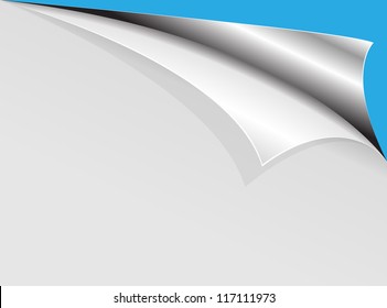 Sheet of silver paper with a curl