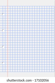 sheet of squared with red margin