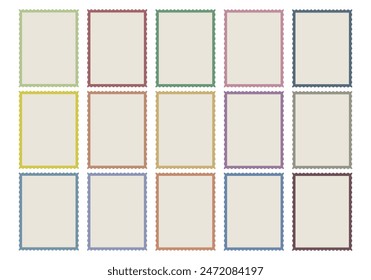Sheet of stamps icons with various color frame