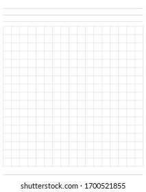 Sheet template with editable lines and grid area for notes. Abstract editable mockup design of the note-taking grid paper.
