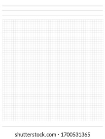 Sheet template with editable lines and grid area for notes. Abstract editable mockup design of the note-taking grid paper.