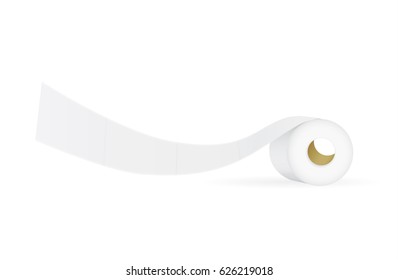 Sheet Tissue Paper pull out of roll on isolated.