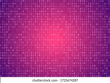 Sheet of violet binary code program screen on vector background