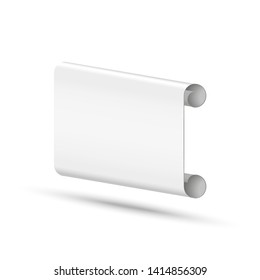 A sheet of white paper mockup rolled out of a roll for use as an advertising web banner or presentation poster