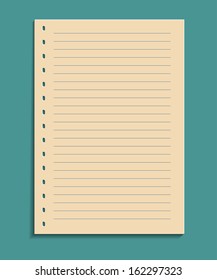 a sheet of white paper notebook with space for writing