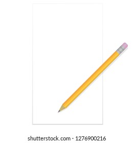 Sheet of white paper with pencil.