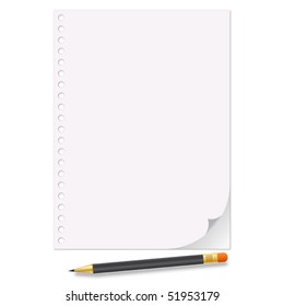 Sheet of white paper and pencil