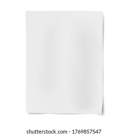 Hoja de papel blanco colocada sobre fondo blanco. Ilustración vectorial.