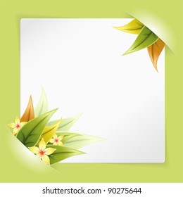 Sheet of White Paper for your Text or Photos, Mounted in Pockets with Leaves and Flower