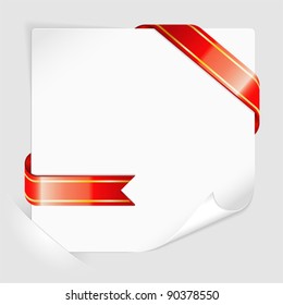 Sheet of white paper for your text or photos, mounted in pockets with Ribbon, template for design