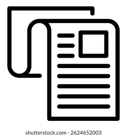 Ícone de folha escrita. Ícone de vetor de escrita de folha de tópicos para design da Web isolado no plano de fundo branco