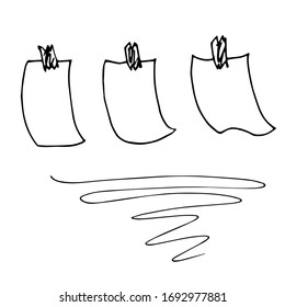 Sheets with announcements. Line drawing. Vector illustration.