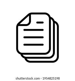 Sheets of book or magazine, stack of paper documents, business icon. Black icon on white background