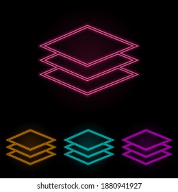 juego de neón color de las hojas. Línea delgada simple, vector de contorno de iconos web para ui y ux, sitio web o aplicación móvil