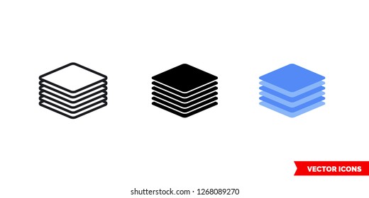 Sheets icon of 3 types: color, black and white, outline. Isolated vector sign symbol.