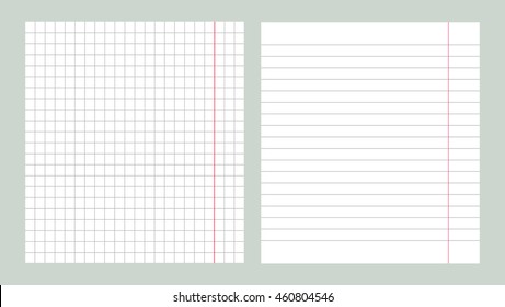 Sheets of a notebook in a cage and a ruler