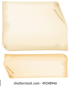 Sheets of old curled paper in yellow, vector illustration