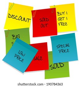 Sheets of paper with advertisements