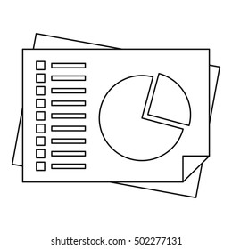 Sheets of paper with charts icon. Outline illustration of sheets of paper with charts vector icon for web