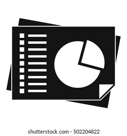 Sheets of paper with charts icon. Simple illustration of sheets of paper with charts vector icon for web