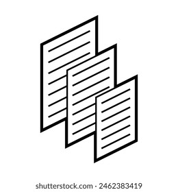 Sheets of paper icon in isometry. Image for website, app, logo, UI design.
