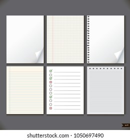 Sheets of paper, landscape and notebook, vector, icons