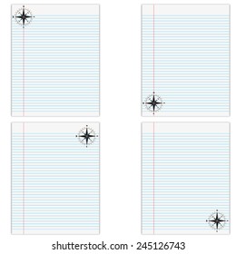 Sheets of paper with a logo on top