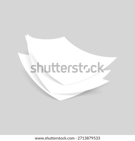 The sheets of paper are stacked on top of each other on a gray background. Vector illustration