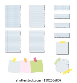 Sheets of paper torn out of a notebook
