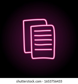Sheets of papers sketch neon icon. Simple thin line, outline vector of education icons for ui and ux, website or mobile application