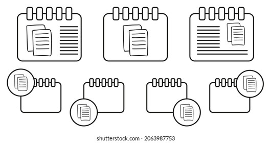 Sheets of papers sketch vector icon in calender set illustration for ui and ux, website or mobile application
