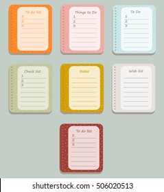 The sheets of the planner in a cute polka dots. Diary.To Do List. The Style Of Provence. Gentle colors. Vector illustration. 