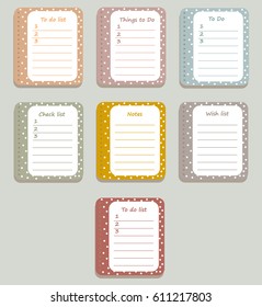 The sheets of the planner in a cute polka dots. Diary.To Do List. Vector illustration. 