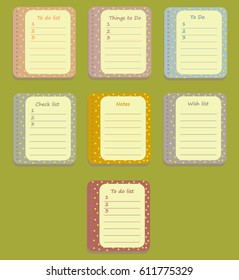The sheets of the planner in a cute yellow polka dots. Diary.To Do List. Vector illustration.