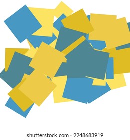 cuadrados de sábanas de tonos amarillos y azules