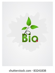 Sheets of white paper with a symbol consisting of green shoots and crawling ladybug