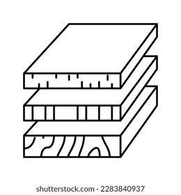 vectores de icono de línea de hojas de materiales de madera. las láminas de materiales de madera firmen. símbolo de contorno aislado ilustración negra