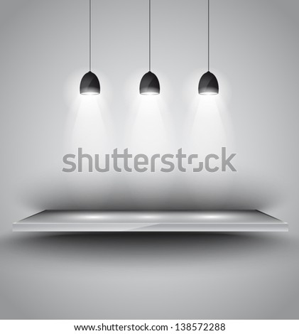 Shef with 3 spotlights lamp with directional light